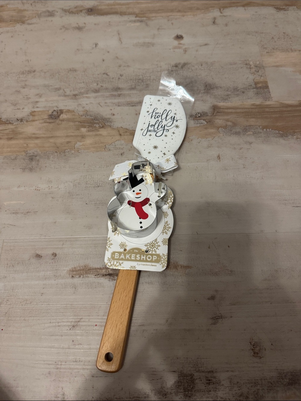Holiday Snowman Spatula with Cookie Cutter Set - White & Red